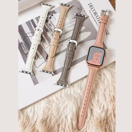 Slim genuine leather strap - leather, for