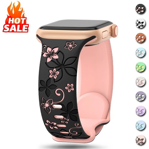 Floral engraved silicone band - engraved,